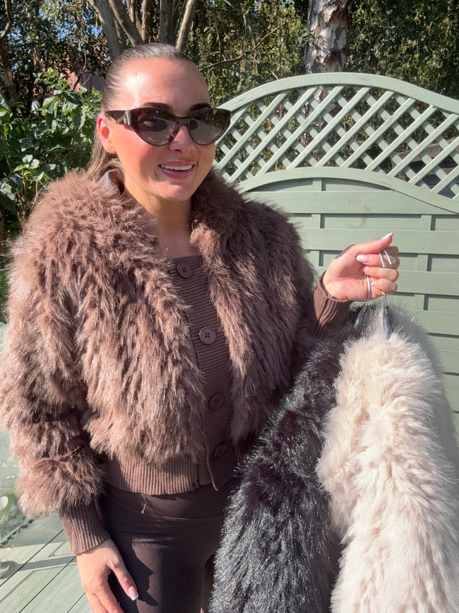 Faux fur hooded cardigans
