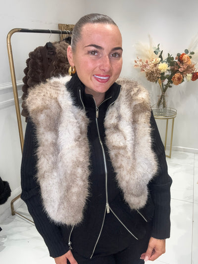 Black faux fur cardigan