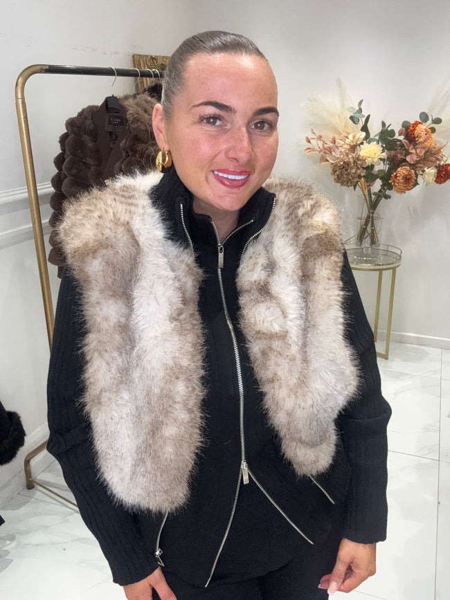 Black faux fur cardigan