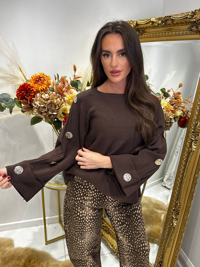 Gold button sleeve jumper