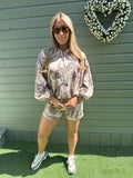 Leopard print zip short set