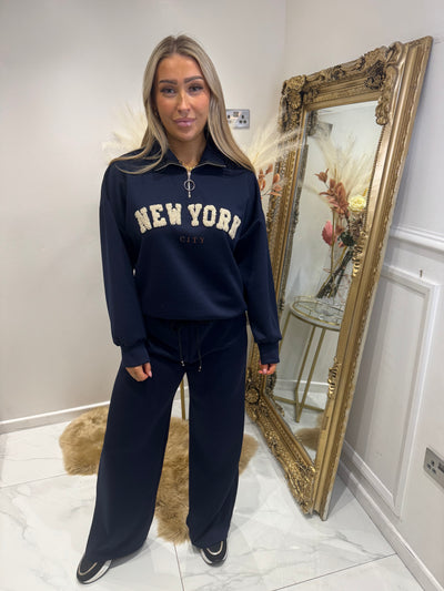 Navy NEW YORK zip tracksuit