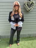 Black & denim patchwork blazer