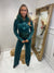 Green sequin faux fur velour tracksuit