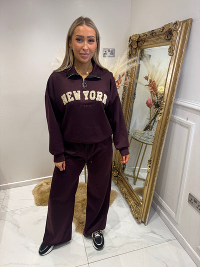 Wine NEW YORK zip tracksuit
