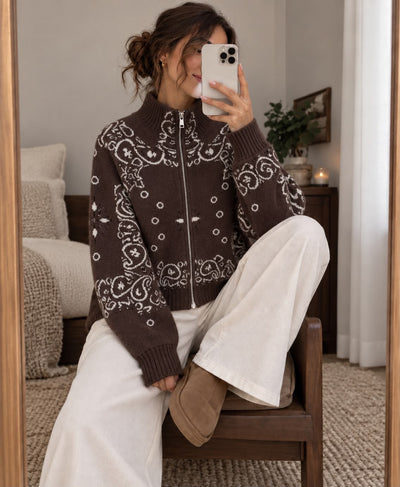 BANDANA zip cardigan