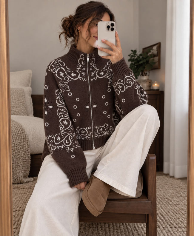 BANDANA zip cardigan