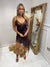 Brown thin strap lace dress