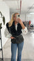 Black faux fur belted waistcoat