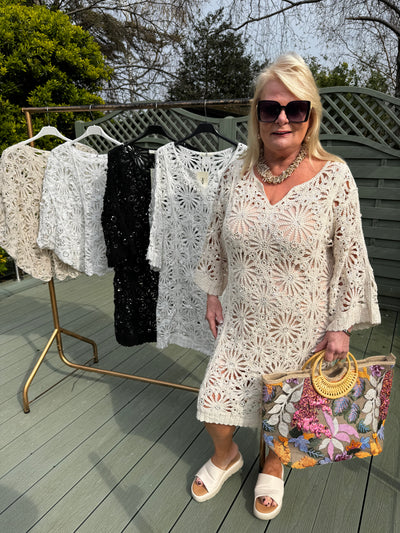 Sequin flower kaftan dress