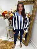 Navy stripe knit jumper