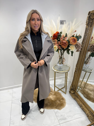 Mocha trenchcoat with hood