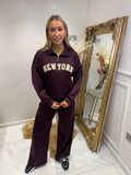 Wine NEW YORK zip tracksuit