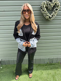 Black & denim patchwork blazer