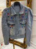 Denim diamanté PUFF sleeve jacket