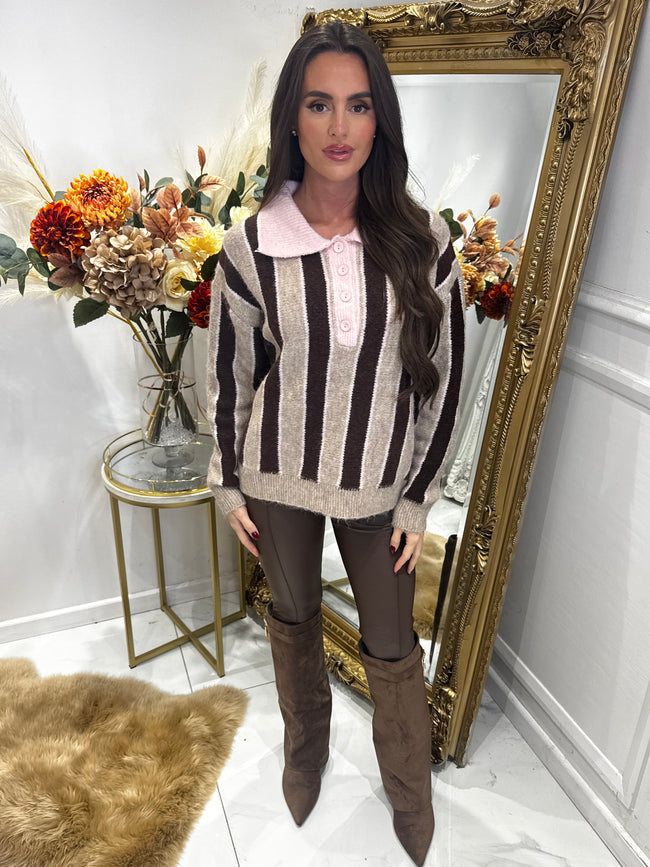 Pink stripe knit jumper