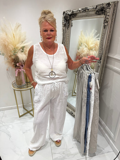 Lining crochet pocket trousers