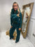Green sequin faux fur velour tracksuit
