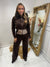 Brown faux fur sequin velour tracksuit