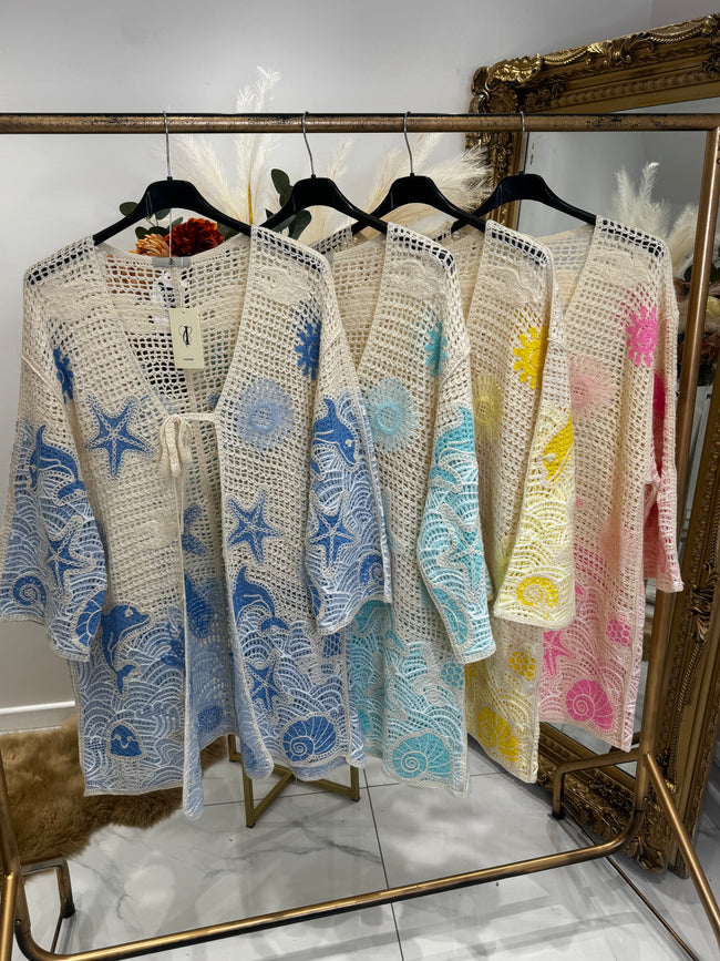 Long knitted seashell CARDIGAN