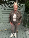 Leopard print military denim jacket