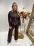 Brown buckle peplum tracksuit