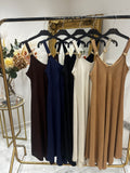 Plain gold buckle midi dress