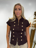 Brown gold button RIRI top