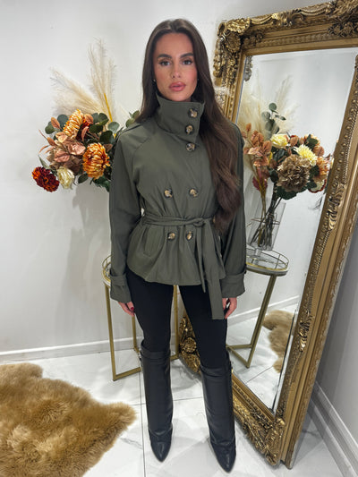 Khaki button lightweight jacket