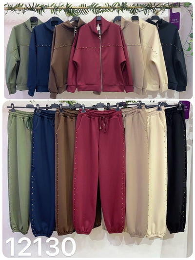 Gold studded zip tracksuit
