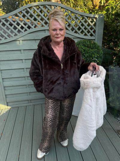 Faux fur TEDDY BEAR jacket with hood
