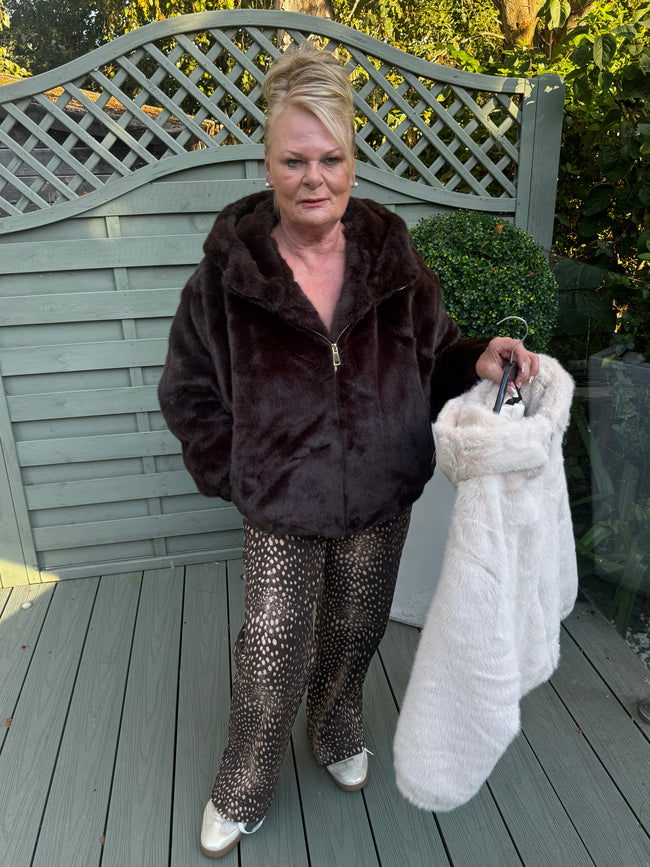 Faux fur TEDDY BEAR jacket with hood