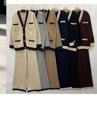 Soft knit gold button tracksuit