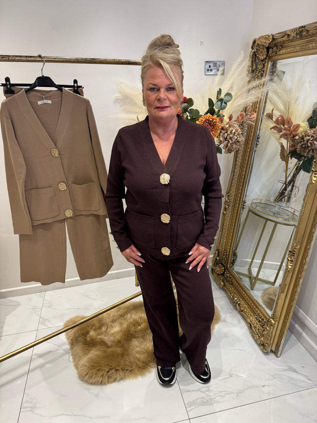 Gold button long sleeve tracksuit