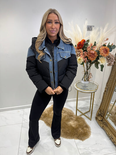 Black & denim puffa coat
