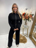 Black buckle peplum tracksuit