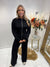 Black buckle peplum tracksuit