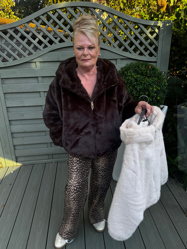 Faux fur TEDDY BEAR jacket with hood