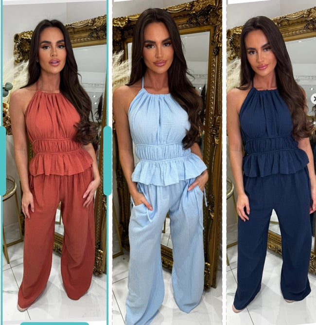 Cheesecloth HALTERNECK trouser set