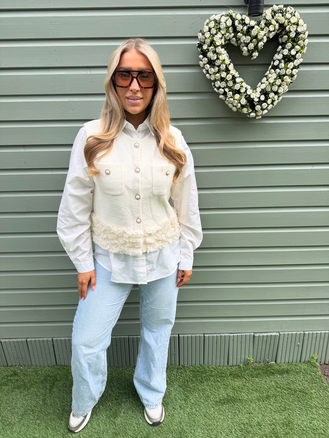 Cream NANCY shirt & tank top set
