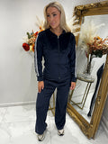 Velour stripe zip tracksuit