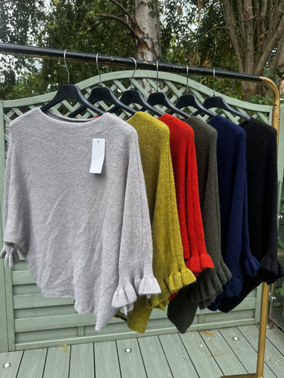 Soft frill sleeve jumper