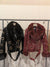 Wine belted faux fur PVC jacket