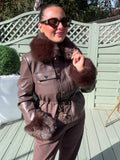 Brown FAUX FUR PVC jacket