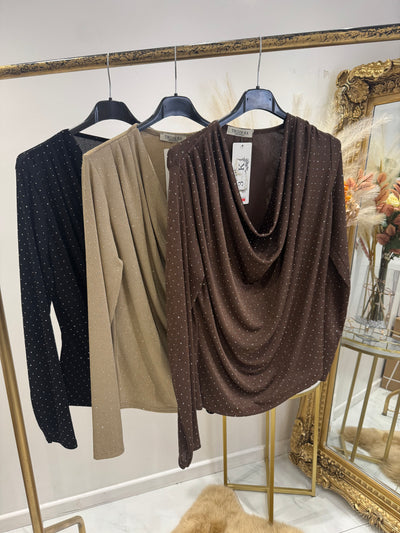 Sparkle cow neck top