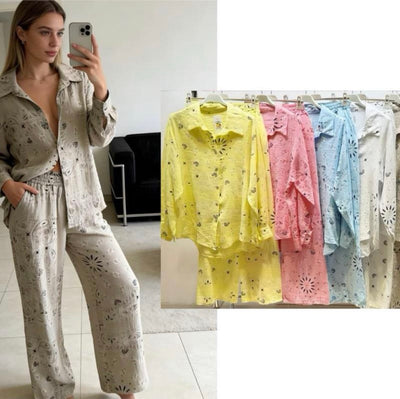 MYKONNOS cheesecloth trouser set