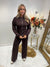 Brown buckle peplum tracksuit
