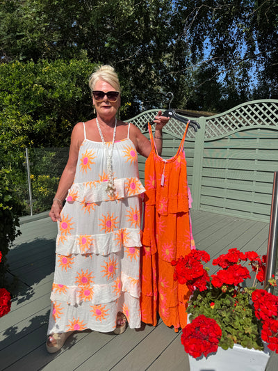 Ruffle sunflower maxi dress