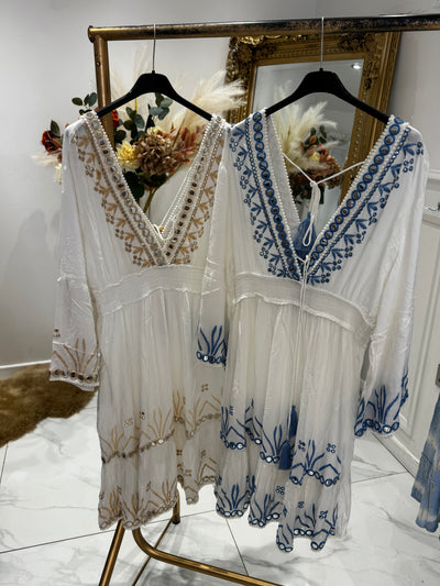 Sequin V NECK kaftan dress