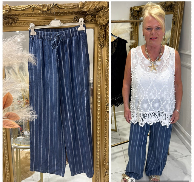 Stripe cotton trousers